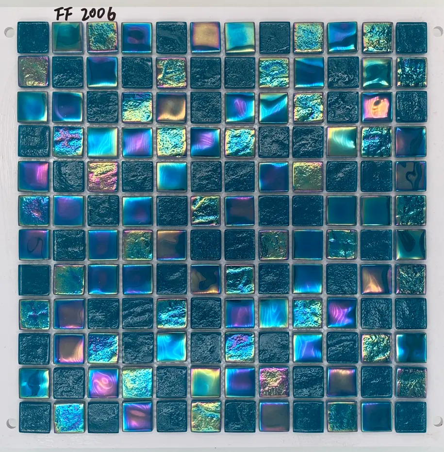 Carreaux de piscine mosaïque de verre pour piscine extérieure décoration de luxe CLASSIQUE extérieur pas cher prix bleu couleur carré 6mm