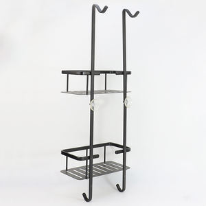 SANIPRO <span class=keywords><strong>prix</strong></span> usine étagère de salle de bain en aluminium noir mat sans perçage suspendu sur le support de rangement de porte de salle de douche - Product Image 5