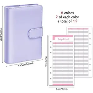 Sampul kulit PU warna permen Macaron A5 A6 Binder 6 cincin Spiral perencana bisnis Agenda kerja Binder anggaran