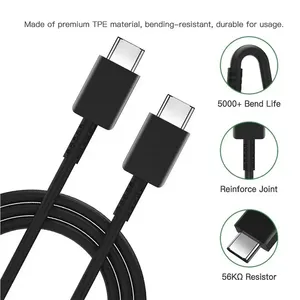 Cable de <span class=keywords><strong>Carga</strong></span> Súper Rápida de 45W con Doble Tipo-C y Revestimiento de TPE, <span class=keywords><strong>Carga</strong></span> Rápida PD de 5A, 2m para <span class=keywords><strong>S22</strong></span> S23 S24 Plus Note 20 <span class=keywords><strong>Ultra</strong></span> A53 A54 A55 - Product Image 3