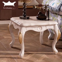 Table d'angle carrée de style européen pour le salon de la villa Table d'appoint de canapé réglable pour petit appartement blanc