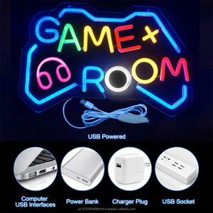 ไฟนีออน LED รูปทรงจอยเกมส์ สำหรับตกแต่งร้านอินเทอร์เน็ตคาเฟ่ ไฟแสดงสถานะ ใช้พอร์ต USB ปลอดภัย แรงดันต่ำ แผ่นอะคริลิกใส - Product Image 1