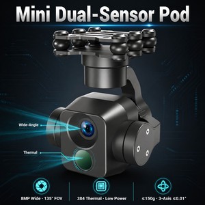 <b>Mini</b> Dual-Sensor Gimbal Pod 8MP Ultra-Wide 135.6° FOV 384x288 Thermal 7mm ≤150g Ultralight Low-Power UAV <b>Camera</b> - Product Image 2