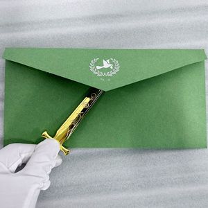 Ouvre-lettre en forme d'épée de style européen, nickelé brillant, imitation or, en alliage de zinc, lame en acier inoxydable, pour couper du papier A4 - Product Image 4