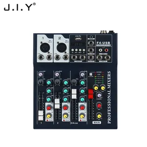 J.I.Y F4-USB 4-kanal Audio Mixer Portable Sound Mixing Console USB Computer Input 48V Phantom Power Monitor für Home