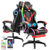 Chaise de jeu pliable en cuir PU confortable et réglable avec repose-pieds et éclairage LED RGB pour le bureau à domicile