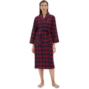 SIORO Peignoir en flanelle pour femme, col châle à carreaux, en coton doux, vêtement de détente - Product Image 1