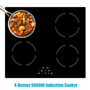 Placa de Inducción Integrada de 6000W con 4 Quemadores, 24 Pulgadas, Control Táctil, Placa de Vitrocerámica, 9 Niveles de Potencia, Calentamiento Rápido, Seguridad, OEM, ODM - Product Image 2