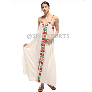 Vestido Maxi Largo de Algodón Hecho a Mano Estilo Vintage con Bordado Floral Bohemio y Encaje Transpirable para Mujer Talla Grande - Product Image 3