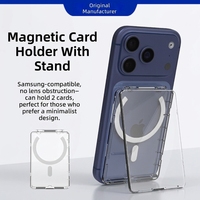Porte-cartes magnétique pliable avec support adhésif transparent pour bureau, en PC, pour cartes d'identité et photos polaroid