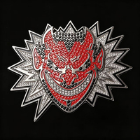 Étiquette Métallique Scintillante en Cristal Rouge Strass Joker Démon pour Vêtements, Chapeaux et Accessoires de Mode