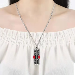 Vente en gros de pendentifs de crémation à cylindre collier de sublimation en pierre 12 couleurs d'anniversaire urne commémorative cendres pendentif zodiaque - Product Image 6