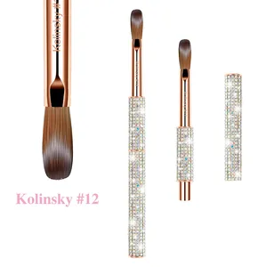 Pinceau à ongles en Kolinsky pour poudre acrylique – Différentes tailles # 8- # 12 pinceaux en acrylique Kolinsky or rose et diamant, pinceaux pour ongles en acrylique - Product Image 1