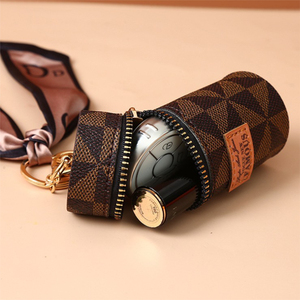 Lipstick Holder Keychain Mini PU Leather Lipstick Pouch for Women Bag Charm
