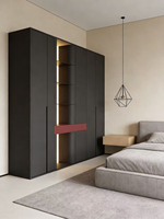 Armoire en bois de luxe léger pour chambre à coucher, avec portes battantes simples et tiroirs de rangement