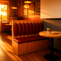 Ensemble de mobilier commercial en cuir pour hôtel, café, restaurant : banquette demi-courbe en marbre, table et chaises