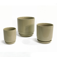 Pots de fleurs OEM ODM avec plateau, pots de fleurs en céramique épais et durables, ensemble de pots de fleurs d'intérieur et d'extérieur, petits pots en céramique