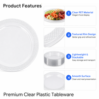 Assiette ronde jetable transparente en PET de 6/9 pouces, plateau en plastique transparent pour gâteaux et salades, idéal pour les mariages, les banquets et les événements traiteur