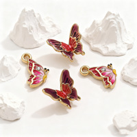 Pendentifs DIY en acier inoxydable avec strass et breloques papillon émaillées colorées, très demandés pour la fabrication de bijoux (bracelets et colliers)