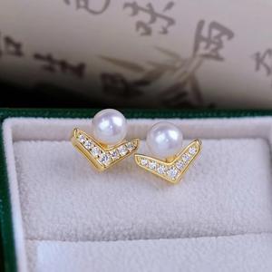 S925 Pure Silver DIY Pearl Accessories Empty Tray with 8-9mm Round Beads 22259 <b>Fashion</b> <b>Stud</b> <b>Earrings</b> - Product Image 1