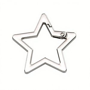Llavero de Aleación de Zinc con Cierre de Resorte, Estilo del Sudeste Asiático, con Forma de Estrella de Cinco Puntas; Colgantes de Hebilla de Conexión con Acabado Pulido - Product Image 1