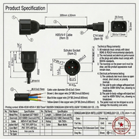 Kabel Ekstensi Daya C14 ke Schuko Betina yang Dapat Disesuaikan 0.75mm² 16A 250V untuk Server, Kompresor Udara, dan Papan Setrika