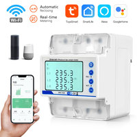 Compteur d'énergie intelligent Tuya WiFi triphasé 100A sur rail DIN bidirectionnel pour la surveillance de la consommation photovoltaïque PST-RMDZW-3P