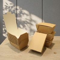 Boîte à emporter carrée en papier jetable avec logo personnalisé, bol en papier kraft micro-ondable pour pâtes, salades, aliments, boîte à lunch étanche de qualité alimentaire