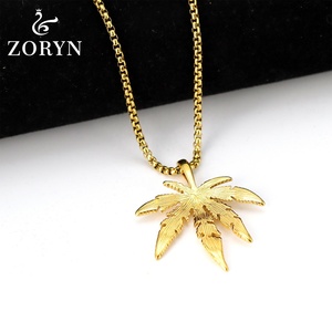 สร้อยคอจี้รูปใบเมเปิ้ลชุบทอง สไตล์ฮิปฮอป แร็พ ธรรมชาติ วินเทจ กอธิค ทำจากสแตนเลส เหมาะสำหรับผู้ชายและผู้หญิง - Product Image 2