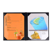 Carpeta Portamenués Personalizada con Logotipo para Hotel o Restaurante, Cubierta de Cuero PU Negro, 4/6 Vistas, para Menús de Comida
