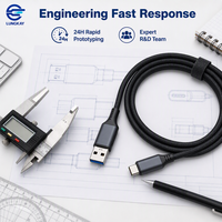 Câble USB 3.2 Gen 2 LUNG KAY Pro 10 Gbit/s Noir Mat 60W Type-C pour Transfert de Données avec SR Intégré pour SSD NVMe Workstation OEM