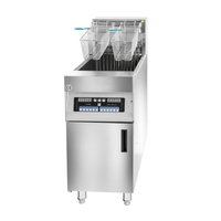 Friteuse professionnelle en acier inoxydable 28L, 1 cuve, 2 paniers, commande numérique informatisée, puissance 18KW pour usage en restaurant
