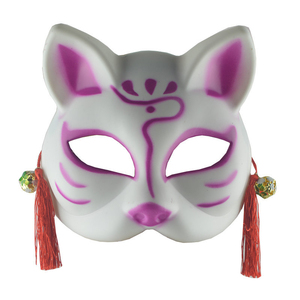 Di nuova progettazione dipinto di volpe in stile antico maschera-mezza faccia demone volpe per Halloween Cosplay - <span class=keywords><strong>Anime</strong></span> faccia di gatto - Product Image 3