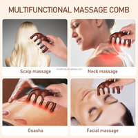 Peigne de massage des méridiens de la tête, outil de massage Gua Sha en bois pour la thérapie par acupuncture des cheveux