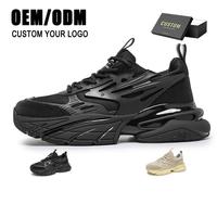Hete Aanbieding Heren Zwarte Chunky Sneakers Sportschoenen Mode Ademend Mesh Lente Schoenen