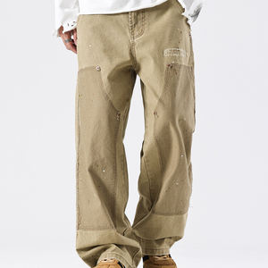 Comoda fabbricazione 100% <span class=keywords><strong>cotone</strong></span> personalizzato StreetWear <span class=keywords><strong>pantaloni</strong></span> da carpentiere kaki a gamba larga da <span class=keywords><strong>uomo</strong></span> - Product Image 3