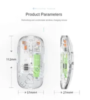 Souris transparente BT 2.4G sans fil, double mode, silencieuse, port de charge Type-C, souris 1600 dpi, intelligente, portable, légère