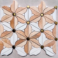 Mélange de carreaux de mosaïque en marbre beige jet d'eau Hôtels Restaurants Balcons Salles de bains Cafés Cuisine Usage extérieur Carrelage de sol en pierre