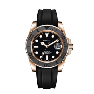 Corgeut marque or Rose japon hommes montre NH35 Miyota saphir cristal lumineux 40mm montre automatique bracelet en caoutchouc logo personnalisé - Product Image 2