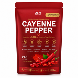Gélules de Poivre de Cayenne OEM ODM 12-en-1, Certifiées GMP et Halal, 240 Comprimés, Équivalent Herbal 3000mg - Product Image 1