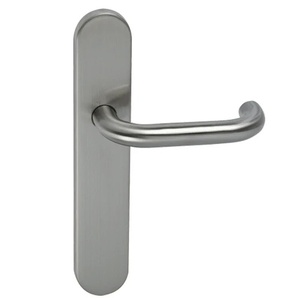 Manija de Puerta Moderna Estándar/Estrecha de Acero Inoxidable con Placa Ovalada para Puertas de Madera Interiores/Exteriores con Fácil Instalación - Product Image 2