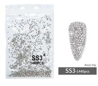 1440 pièces de strass pour ongles AB/Transparent Super Pailleté Ss3-ss20, à dos plat, non thermocollants, en résine 3D, pour nail art DIY, cristaux ronds pour manucure