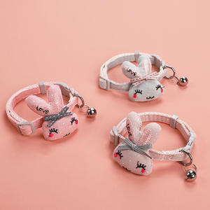 Kleine Hund & Katze Halskette Halsband Cartoon Bunny Bell Collar Polyester Printed Pet Supplies Großhandel - Product Image 2