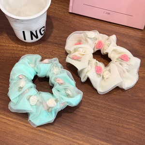 オーガンザ花大きな髪のシュランチ女の子パーティー結婚式多用途高弾性生地ゴムバンド環境にやさしい - Product Image 2