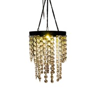 Lustre d'extérieur populaire à énergie solaire, moderne, minimaliste, de luxe léger, en fer forgé jaune, étanche, idéal pour les mariages