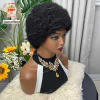 Perruque Courte Bob Cheveux Humains Frisés Afro Crépu Épais Style Années 70, Prête à Porter, Frange Épaisse, Fabriquée à la Machine, Cheveux Naturels