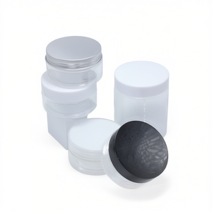 Tarros Cosméticos de Plástico Vacíos al por Mayor 100g-250g Transparentes con Tapa Blanca de Rosca Reciclables para Cremas de Cuidado de la Piel - Product Image 1