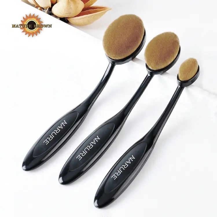 Customize Logo Brand Foundat Beauty Black Golden Toothbrush Type Low Moq High Quality Soft Goat Hair Makeup Single Brushes