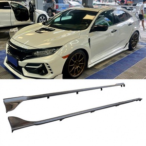 New Carbon Fiber MU Style Side Skirts Extension Lip Chin Spoiler Front <b>Splitter</b> Black for for 10TH FK8 Type R 2016+ - Product Image 1