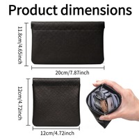 Porte-monnaie décontracté en cuir PU noir/marron à fermeture automatique, mini pochette sans fermeture éclair, sac de rangement multifonctionnel pour pièces de monnaie, clés, écouteurs, hommes et femmes